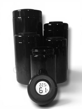Violettglasdose Thermo + Hygrometer (120ml. - 1000ml)